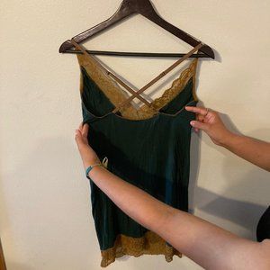 Emerald Green Night Gown with Lace Detail